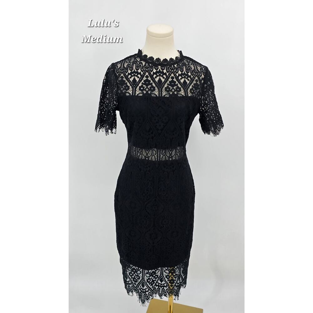 Lulu's Black Lace Midi Dress